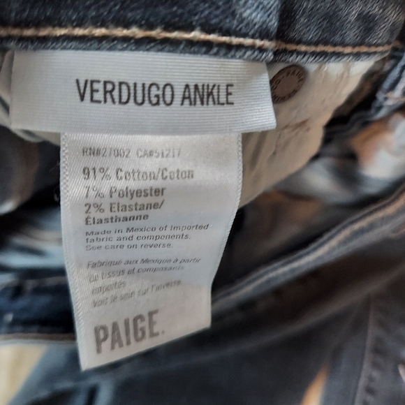 PAIGE Verdugo Abby Destructed Mid Rise Ankle Skinny Jeans Size 27 - Picture 7 of 13